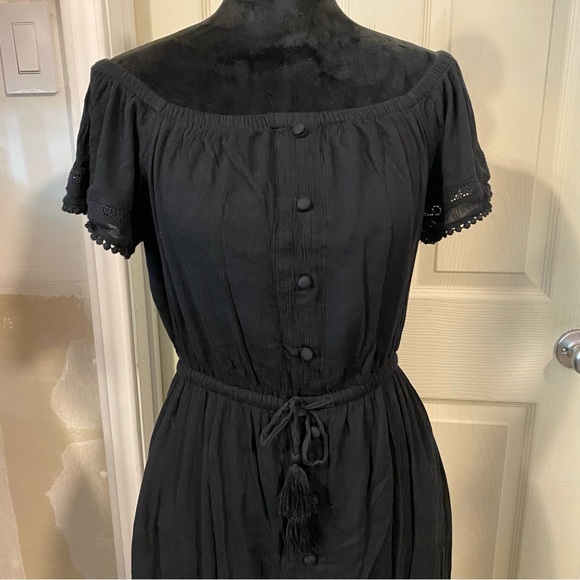 INC International Concepts Dresses & Skirts - INC Dress Woman’s Medium High-Low Midi Peasant Ruffled Hem Off Shoulders Black